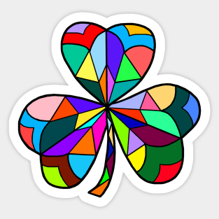 Stained Glass Rainbow Irish Clover Sticker